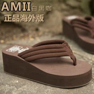  独家定制新款夏季坡跟凉拖厚底女款高跟人字拖女凉鞋拖鞋松糕跟