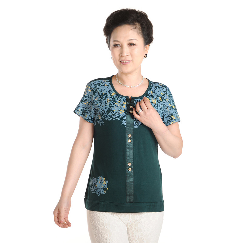 中老年女装夏装时尚妈妈装短袖T恤中年服装女夏装打底衫上衣 中老年女装夏装时尚妈妈装短袖T恤中年服装女夏装打底衫上衣