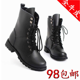  【天天特价】春季正品机车靴全真牛皮军靴情侣马丁靴男靴女短靴子