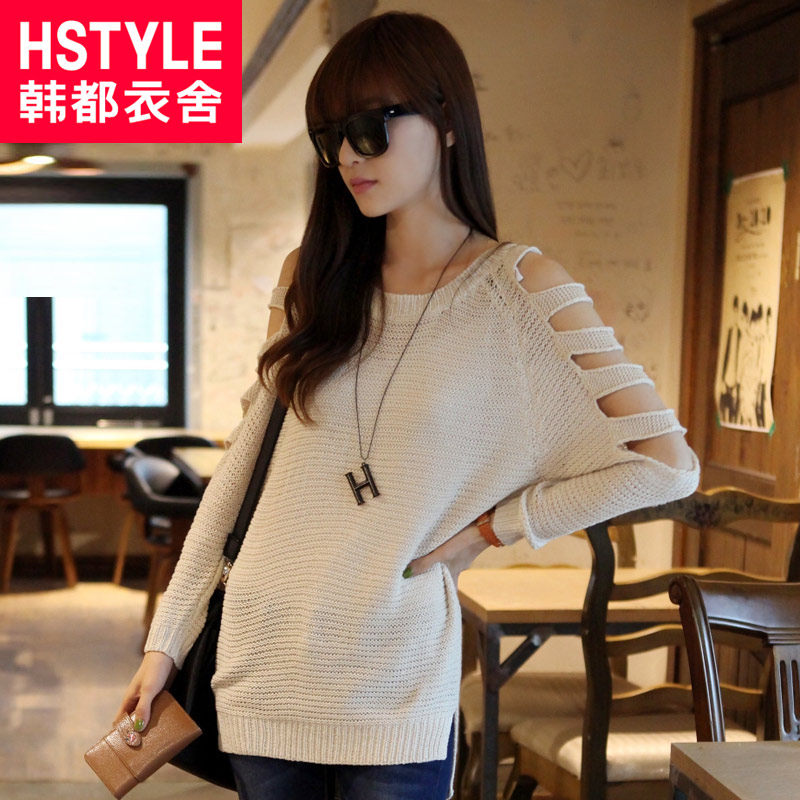韩都衣舍韩国<em>2013</em>秋装<em>新款女装</em>长袖肩部镂空
