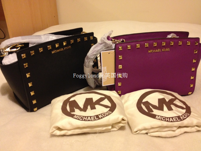 英国 Michael Kors Selma studded saffiano 分大