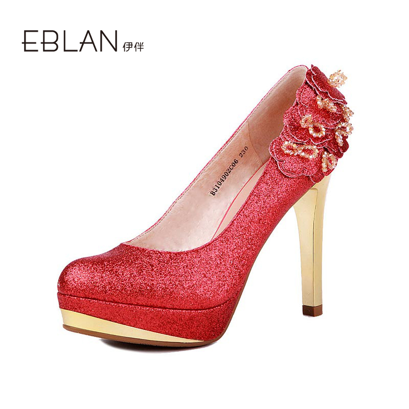 E.blan/伊伴 2013春季女鞋婚鞋串珠花朵高跟鞋单鞋 B3104902 E.blan/伊伴 2013春季女鞋婚鞋串珠花朵高跟鞋单鞋 B3104902