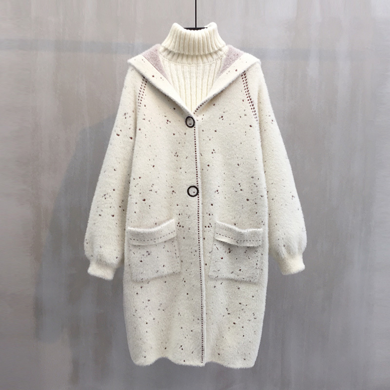 mink Hooded Mid length version sweater coat Snowflake winter new pattern Korean Edition overcoat pocketin the Women's clothing/Boutique , Sweaters category - from Buy2taobao.com to provide professional Taobao agent buy service