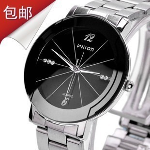  包邮 正品威龙韩版时尚男士手表 水钻钢带女表 情侣表 男表时装表