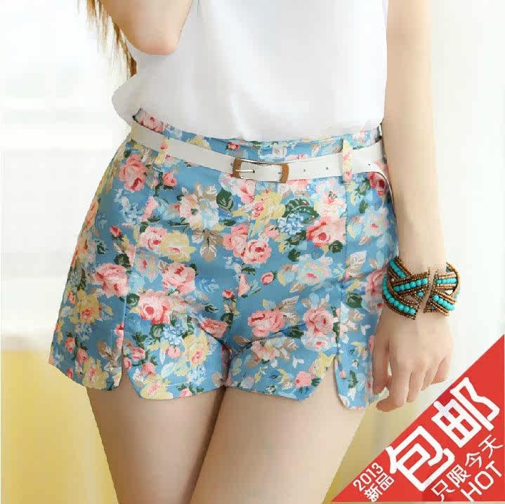 包邮高腰大码<em>女</em>裤子休闲裤棉裤<em>女短裤印花</em>热裤