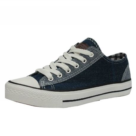 韩版潮牛仔布低帮平底...