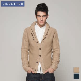  lilbetter男装毛衣 春季男士新款英伦修身羊毛衫开衫加厚V领外套