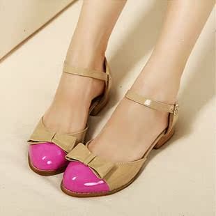  【天天特价】欧洲站 英伦复古风 真皮鞋子唯美低跟凉鞋女新款