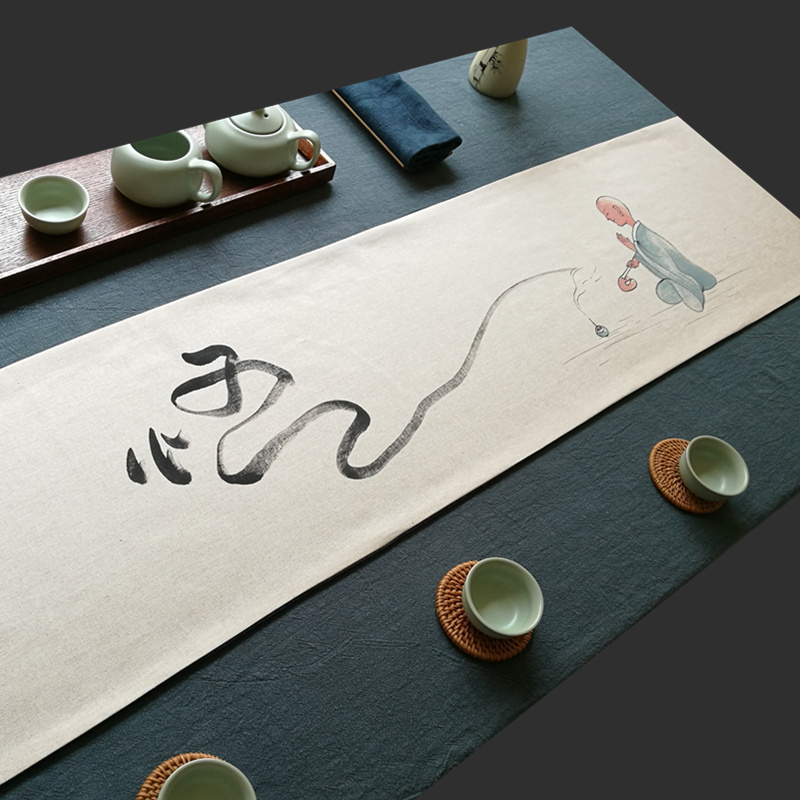 手绘麻布禅意茶席桌旗茶道零配中式亚麻茶杯垫布艺干泡席茶旗包邮在类目 餐饮具, 茶具, 茶道/零配中 - 来自Buy2taobao.com提供专业的淘宝代购服务