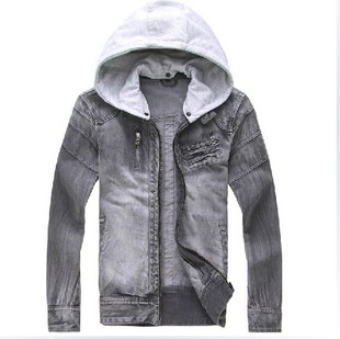  DG杜嘉班纳正品代购修身型带帽男士牛仔夹克上衣韩版牛仔外套男装