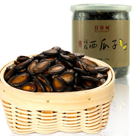  百草味 坚果零食特产 炒货 颗粒饱满 秘制话梅西瓜子208g 新罐装
