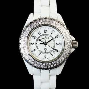  礼品EPOZZ★Z001正品女士 白色陶瓷表 防过敏※蝴蝶扣明星款手表