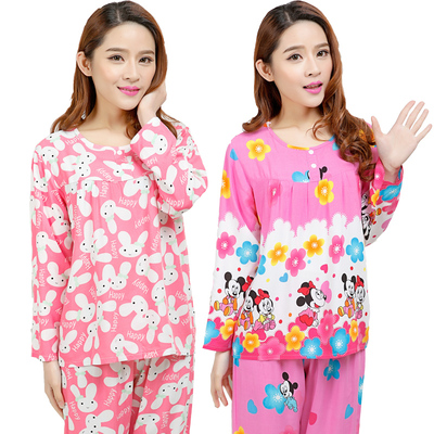 夏季棉绸睡衣女士薄款月子服大码绵绸人造棉空调服套装家居服短袖