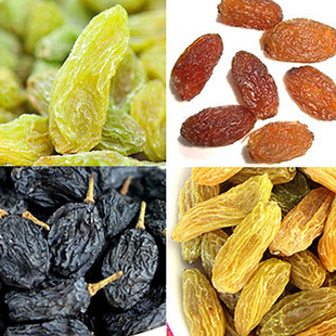  包邮新疆特产 特级黑加仑/无核白/树上黄/玫瑰红葡萄干组合1000g