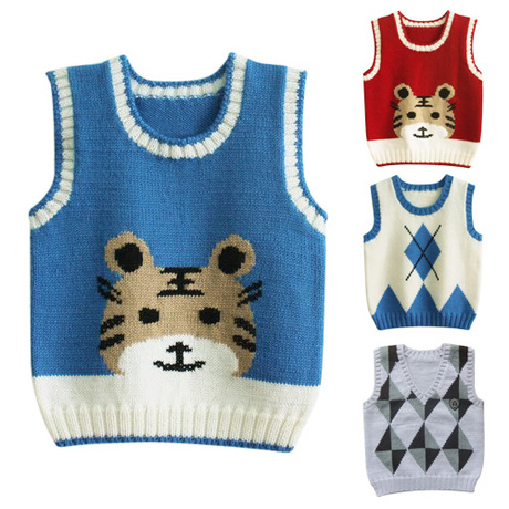 手工编织婴幼儿毛衣背心 <em>手织</em>男女儿童<em>马甲</em> 羊