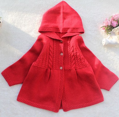 手工<em>编织</em>儿童毛衣裙 手织<em>毛线</em>裙 <em>带帽</em>保暖 送礼