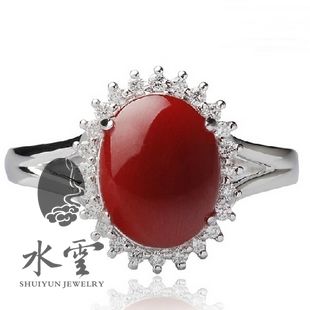 台湾天然深海阿卡红珊瑚结婚季 18K白金+钻豪华款戒指【镶嵌费用】 台湾天然深海阿卡红珊瑚结婚季 18K白金+钻豪华款戒指【镶嵌费用】