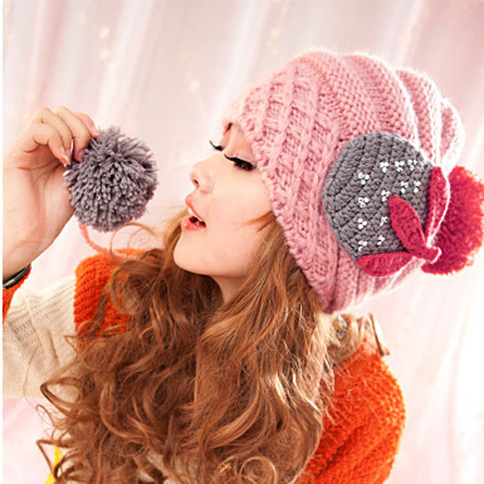 韩国可爱针织帽...