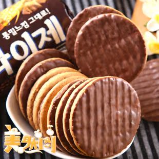  韩国进口食品 奥里恩好丽友 DIGET 巧克力全麦饼干消化饼225g