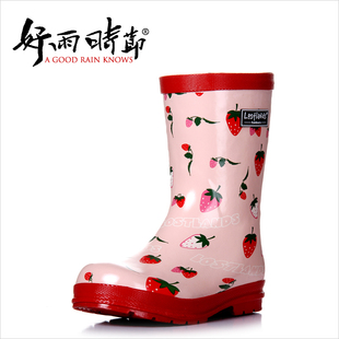  【天猫原创】好雨时节 儿童草莓卡通雨鞋 女童雨鞋女孩雨靴 橡胶