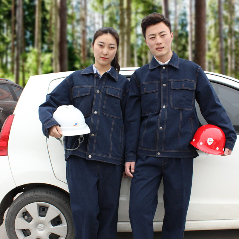 牛仔工作服男女套装 防烫耐磨加厚劳保服电气焊车间汽修工装包邮在类目 男装, 套装, 工装制服中 - 来自Buy2taobao.com提供专业的淘宝代购服务