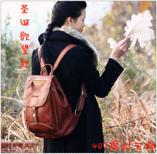  藏皮客头层牛皮英伦欧美食草堂风格女士双肩包背包复古暗扣包