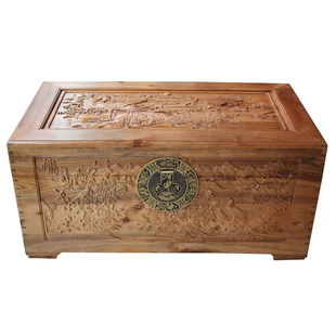 Special antique camphor wooden box Dongyang wood carving camphor wood box scroll box antique trunk