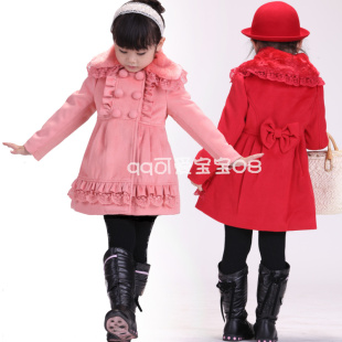  童装冬款专柜正品贝哈姆女童儿童羊毛呢大衣韩版女童大衣12018