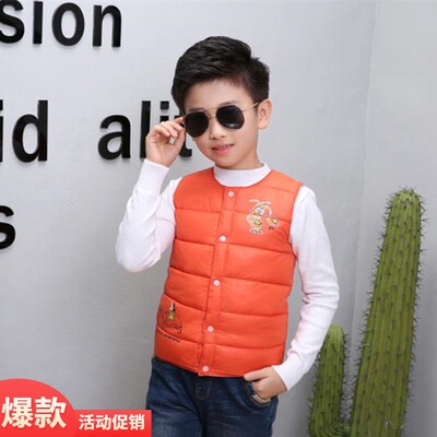 2019秋冬季儿童装羽绒棉马甲背心加厚宝宝装男童女童上衣棉衣坎肩