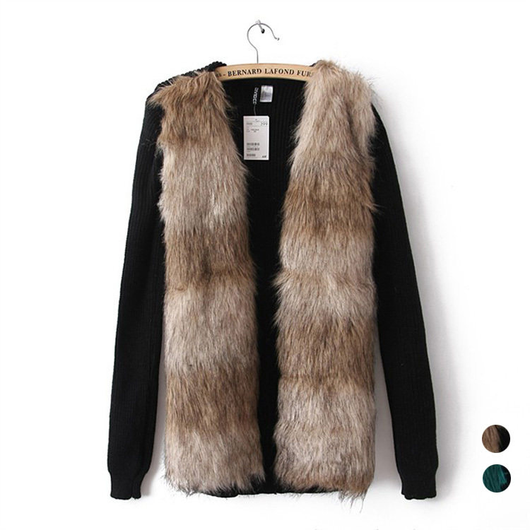 <em>毛衣</em>2012秋冬新品HM同款 女装前饰<em>仿皮草</em>拼接