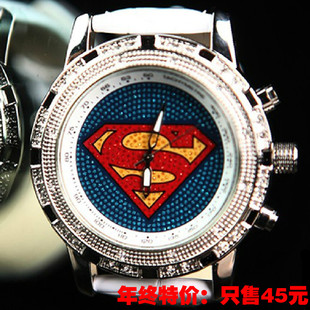  superman/超人手表 镶钻时尚休闲手表 时装表 男女情侣表 特价