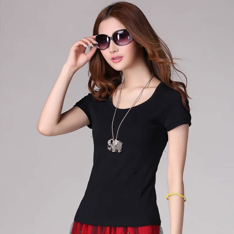 松纯棉园U领百搭短袖...