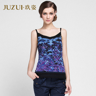  玖姿官方旗舰店JUZUI百搭简约修身吊带衫背心 女装专柜正品