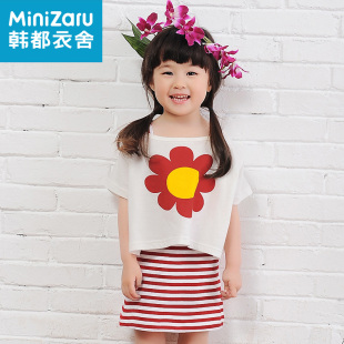  MiniZaru韩国夏装新款女童装圆领两件套连衣裙ZW2105徍