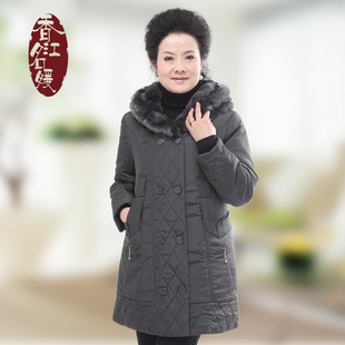  香江名媛中老年女装棉衣外套 长款中年妈妈装冬装大码厚棉袄2396