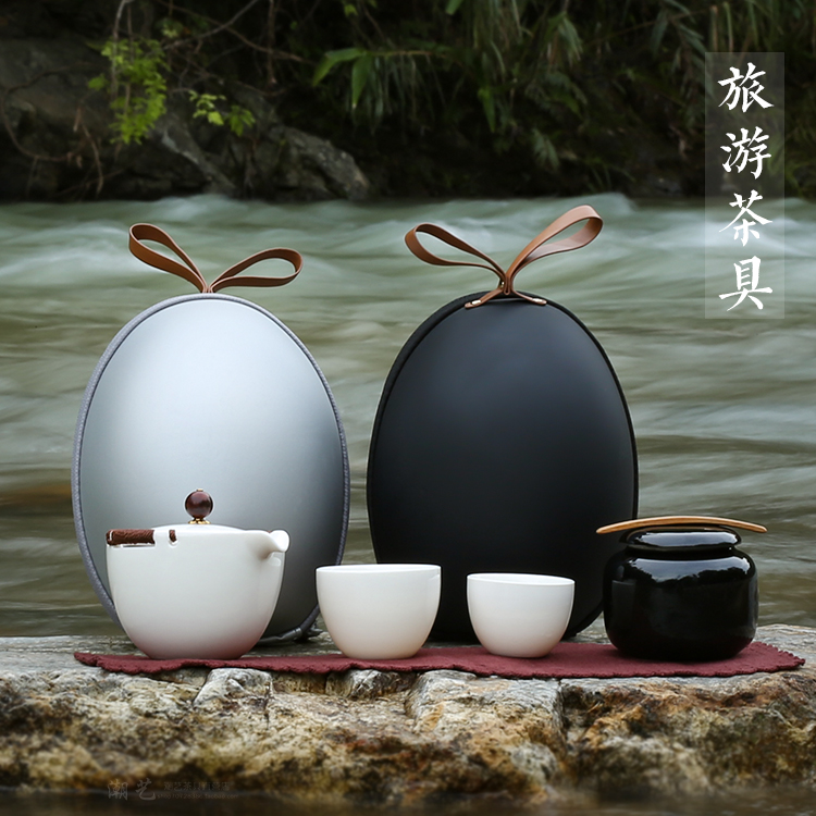 旅行茶具套装便携包功夫迷你陶瓷快客杯一壶二杯户外旅游车载礼品|msdalam kategori pinggan mangkuk, set teh, Kung Fu teh - dari Buy2taobao.com untuk memberikan perkhidmatan ejen Taobao profesional membeli