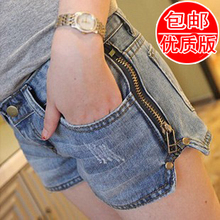 2013 Korean version of the influx of summer new side zipper loose large size low-waist denim shorts female summer was thin shorts