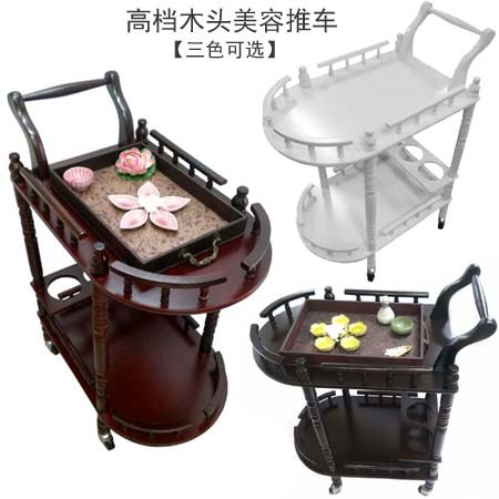 厂家直销 高档美容木头推车 美容工具车 木头工