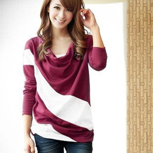 韩版大码宽松拼接...