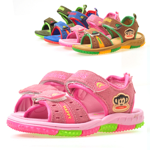  2件包邮夏季新款韩版儿童运动凉鞋男童真皮沙滩鞋女童休闲大童鞋
