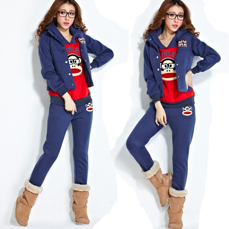 2013<em>天猫</em>秋冬装韩版<em>女装卫衣</em>三件套抓绒加厚