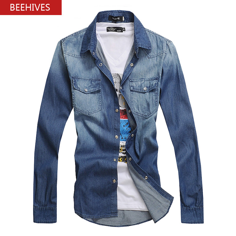 Men casual jean shirts