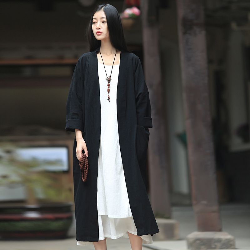 2019春新款棉麻女装复古文艺宽松拼接棉麻外套长袖女式开衫|ruв категории Женская одежда, ветровка - от Buy2taobao.com для оказания профессиональной услуги покупки агента Taobao