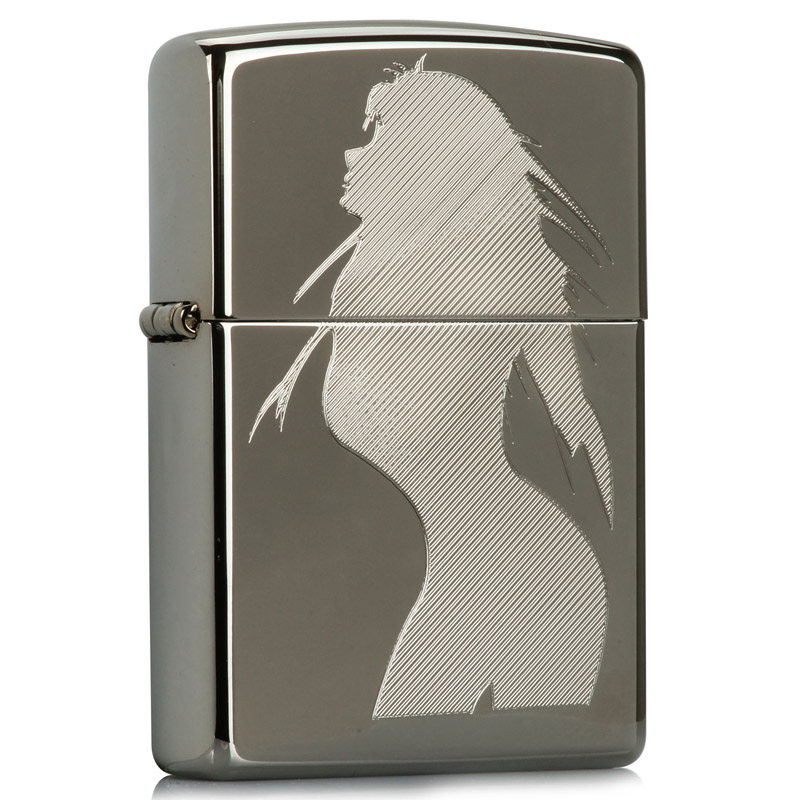 原装正品<em>ZIPPO打火机</em>20762 黑冰诱人轮廓<em>美女</em>