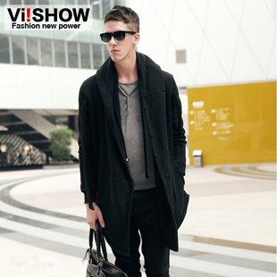  viishow 春装卫衣男个性潮男百搭开衫长款卫衣宽松薄外套男装