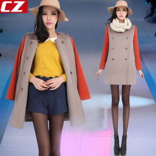  新款冬装毛呢外套女装厚外套1125340130five5+plus呢修身大衣