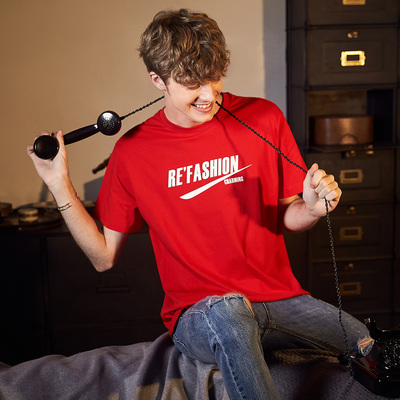 唐狮短袖t恤男2018夏季新款圆领潮流韩版宽松男士体恤衫纯棉衣服