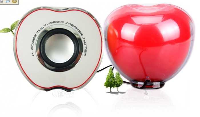 批发半边苹果水晶彩灯2.0迷你音响 电脑手机M