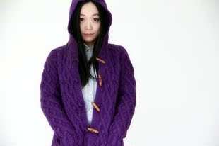 怡口莲 紫色 古着 复古vintage 长毛衣 100%羊毛