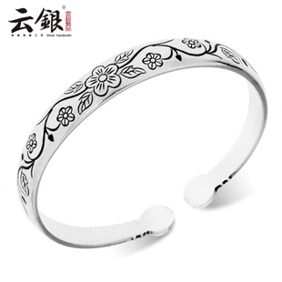 纯手工 千足银手镯 999千足银 中国风银手镯 999纯银 蒜头银手镯